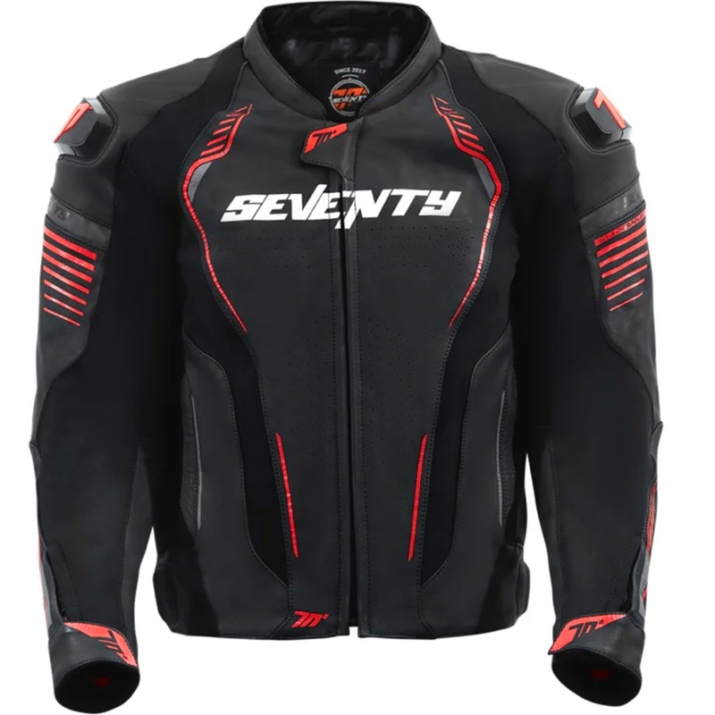 Seventy Degrees SD-JL24 Kožna motociklistička jakna sa spojlerom crno-crvena
