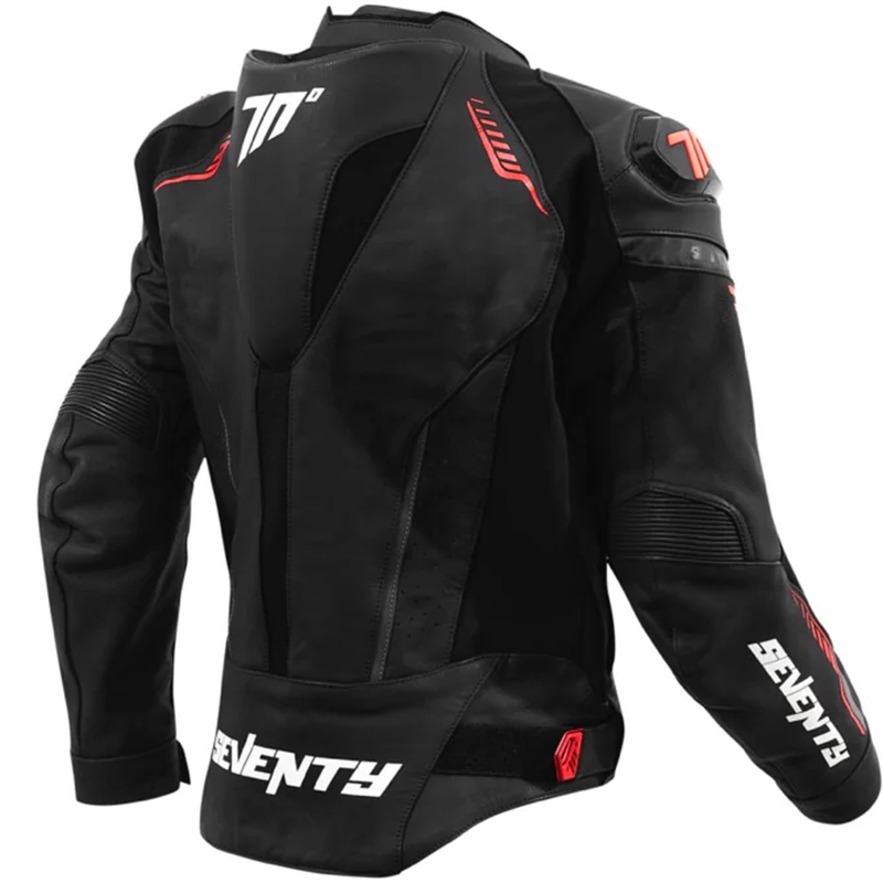 Seventy Degrees SD-JL24 Kožna motociklistička jakna sa spojlerom crno-crvena