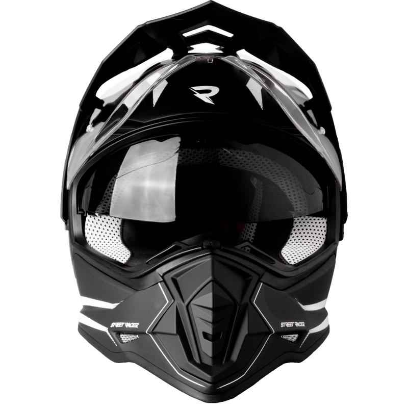 Enduro motociklistička kaciga Street Racer Ignite mat crno-bijela - II. kvaliteta