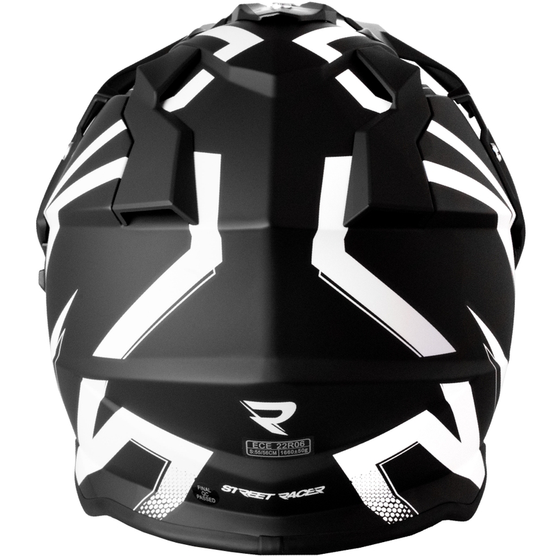 Enduro motociklistička kaciga Street Racer Ignite mat crno-bijela - II. kvaliteta