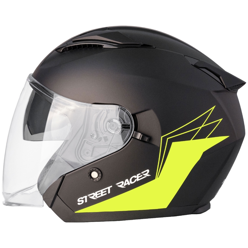 Otvorena motociklistička kaciga Street Racer Sonic mat crno-fluo žuta - II. kvaliteta