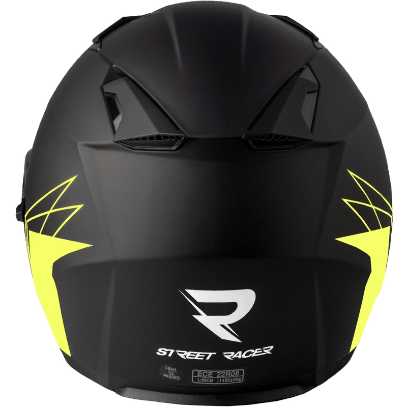 Otvorena motociklistička kaciga Street Racer Sonic mat crno-fluo žuta - II. kvaliteta