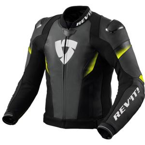 Kožna motociklistička jakna Revit Control crno-fluo žuta