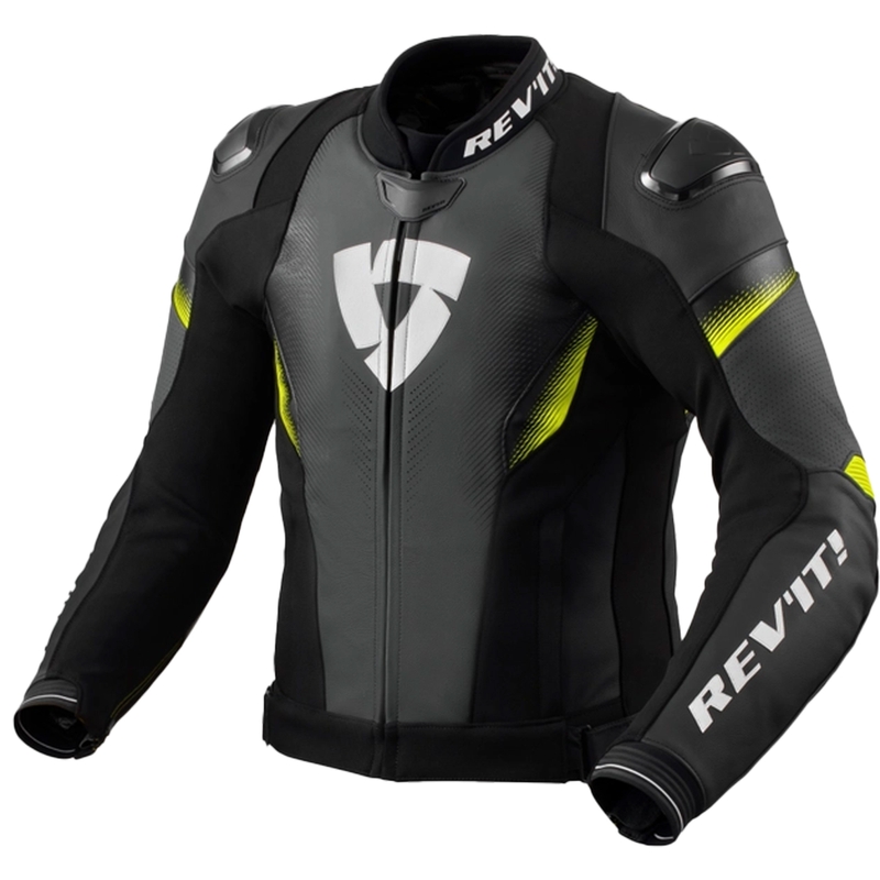 Kožna motociklistička jakna Revit Control crno-fluo žuta