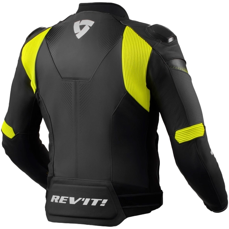 Kožna motociklistička jakna Revit Control crno-fluo žuta