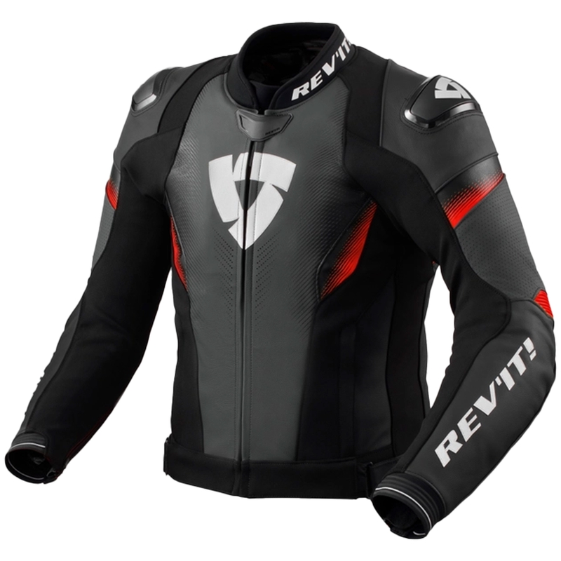 Kožna motociklistička jakna Revit Control crno-fluo crvena