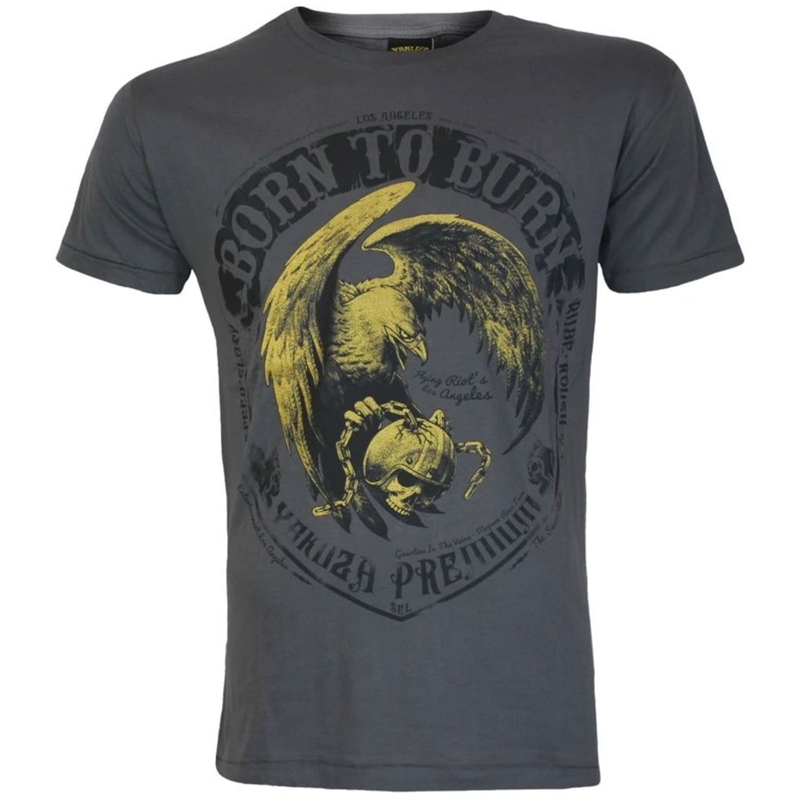Majica kratkih rukava Yakuza Premium Born To Burn Flying Riots Los Angeles tamnosiva
