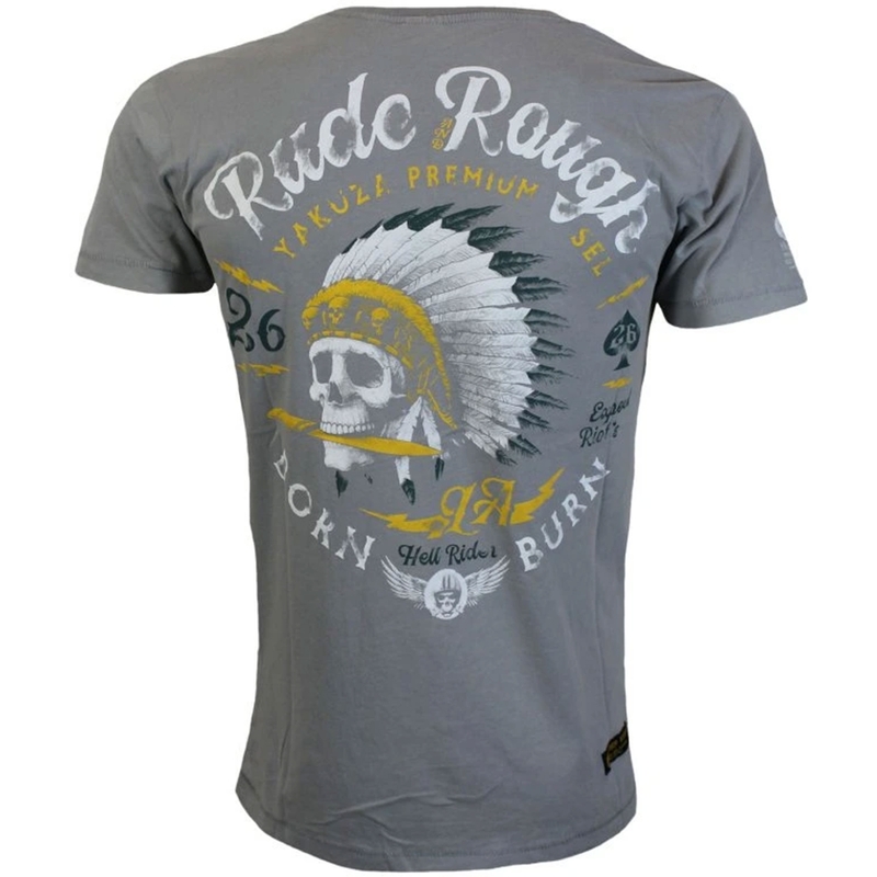 Yakuza Premium majica s natpisom "Rude and Rough" - Los Angeles siva