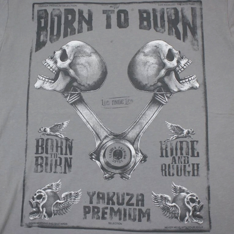 Majica kratkih rukava Yakuza Premium Rude and Rough Born to Burn - Los Angeles siva