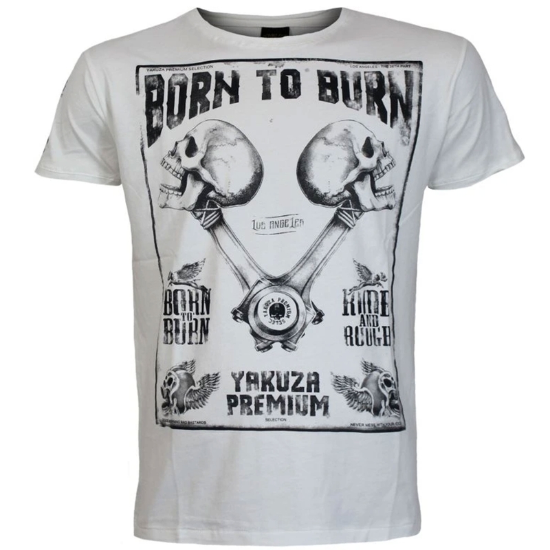Majica kratkih rukava Yakuza Premium Rude and Rough Born to Burn - Los Angeles bijela