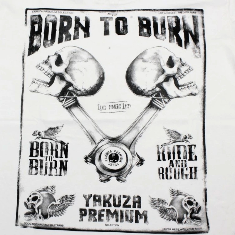Majica kratkih rukava Yakuza Premium Rude and Rough Born to Burn - Los Angeles bijela