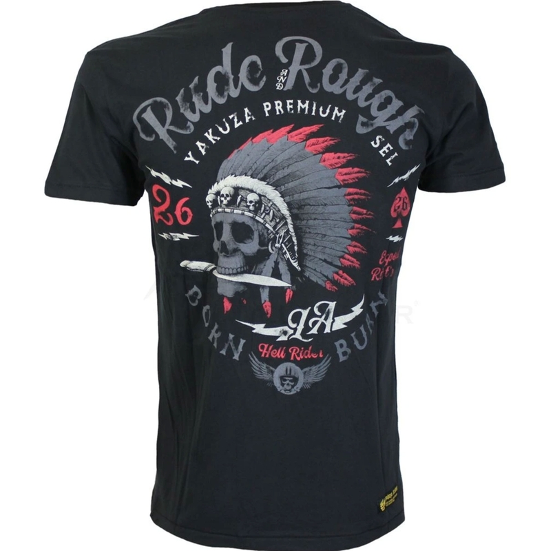 Yakuza Premium majica s natpisom "Rude and Rough" - Los Angeles crna