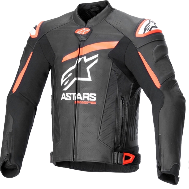 Kožna motociklistička jakna Alpinestars GP plus R 4 Airflow crno-fluo crveno-bijela