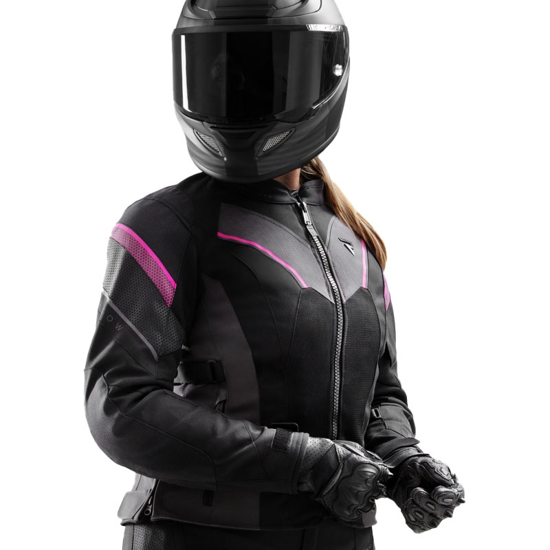 Ženska motociklistička jakna Rebelhorn Hiflow V crno-sivo-roza
