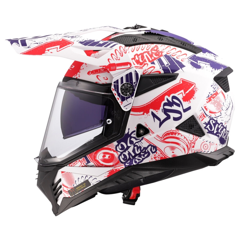 Enduro motociklistička kaciga LS2 MX702 Pioneer II Fantasy bijelo-crveno-plava