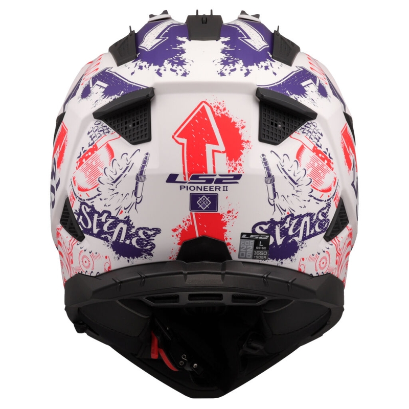 Enduro motociklistička kaciga LS2 MX702 Pioneer II Fantasy bijelo-crveno-plava