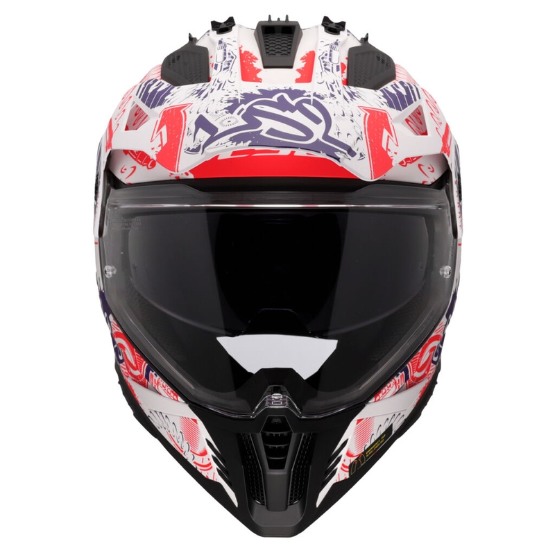 Enduro motociklistička kaciga LS2 MX702 Pioneer II Fantasy bijelo-crveno-plava