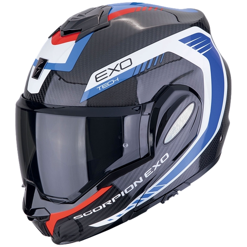 Motociklistička kaciga na preklop Scorpion EXO-TECH EVO CARBON COSY crna-plava-crvena