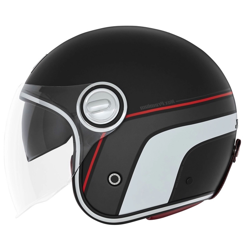 Otvorena motociklistička kaciga NOX PREMIUM Heritage mat crno-crveno-bijela