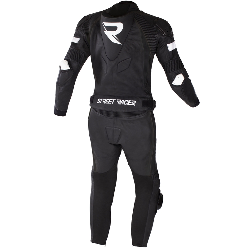 Kožno motociklističko odijelo Street Racer Fast Track 2.1 crno-bijelo