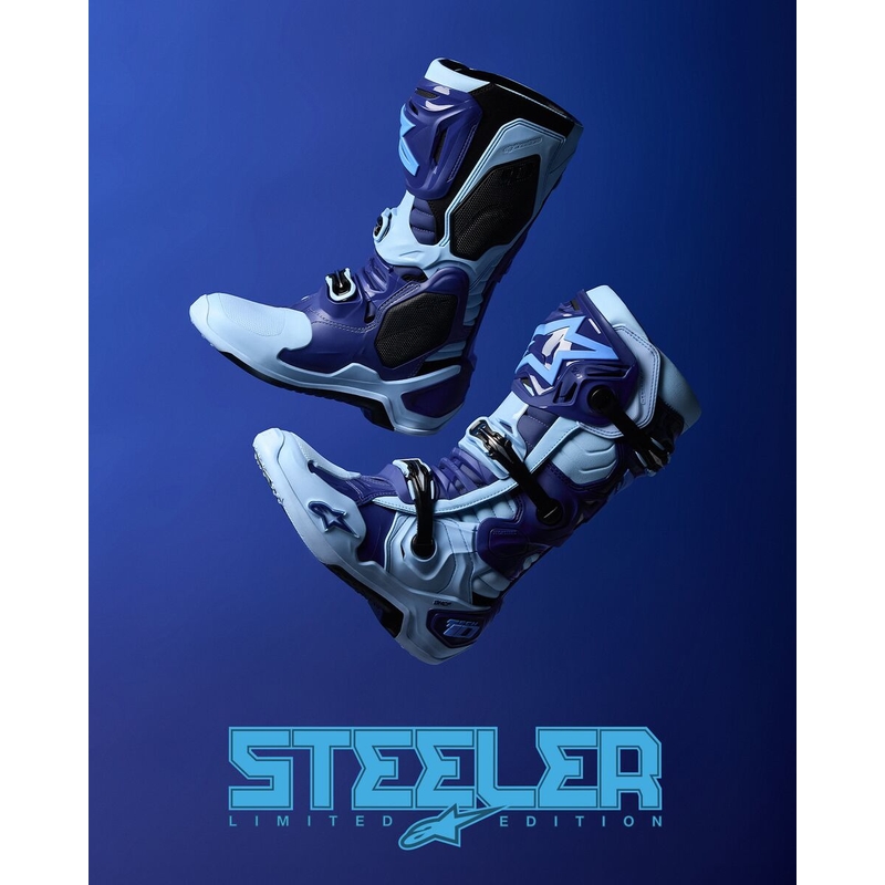 Alpinestars Tech 10 Limited Edition Steelers motociklističke čizme plavo-svijetloplave