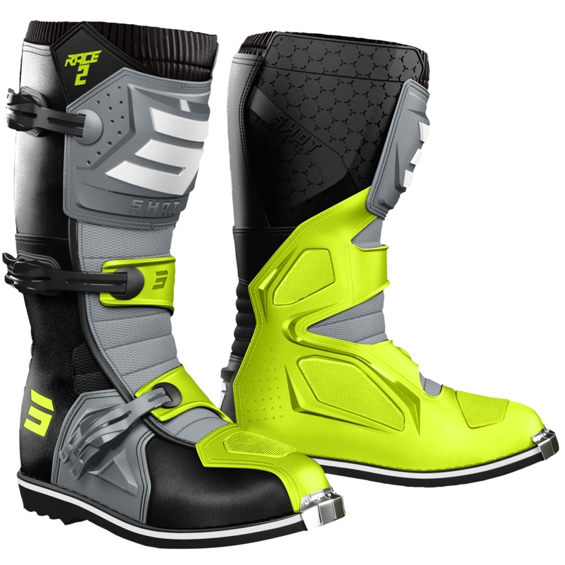 Shot Race 2 motokros čizme crno-sive-fluo žute