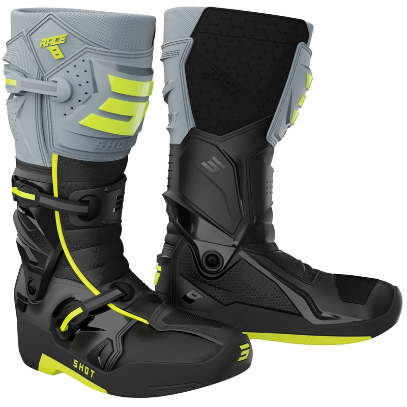 Shot Race 8 motokros čizme crno-sive-fluo žute
