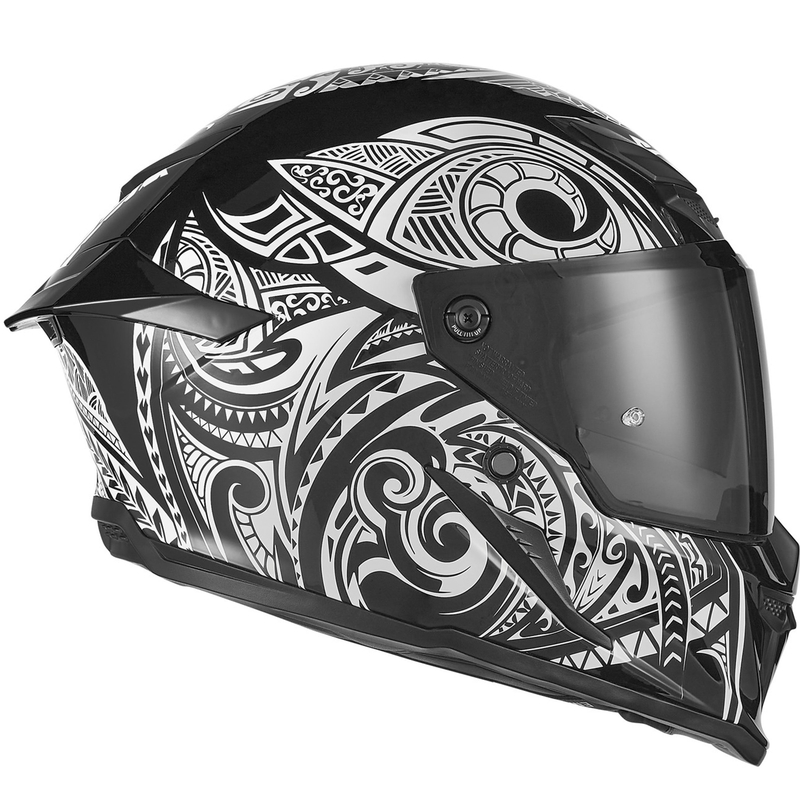 NOX Exlusiv Goliath Maori kaciga za motocikle s punim licem crno-bijela