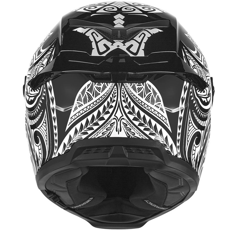 NOX Exlusiv Goliath Maori kaciga za motocikle s punim licem crno-bijela