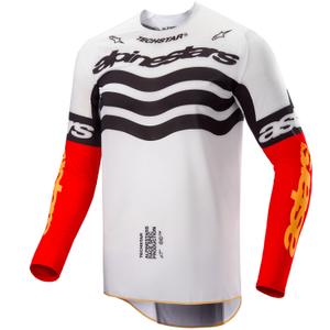 Alpinestars Techstar motocross dres ograničenog izdanja, tamnocrno-bijelo-fluo crveno-narančasta