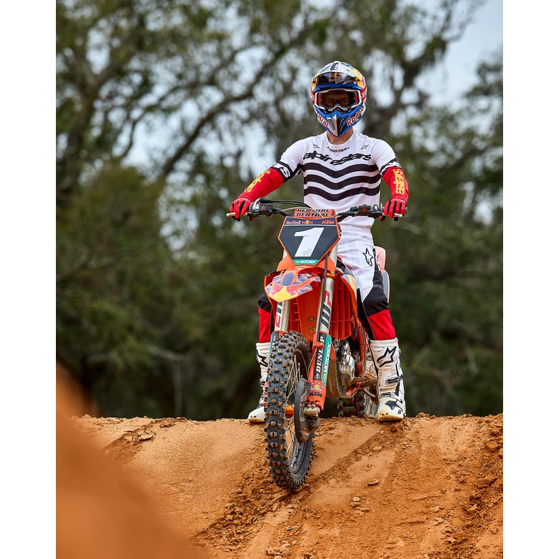 Alpinestars Techstar motocross dres ograničenog izdanja, tamnocrno-bijelo-fluo crveno-narančasta