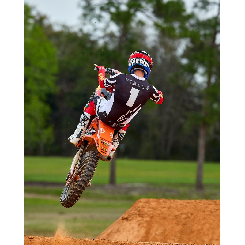 Alpinestars Techstar motocross dres ograničenog izdanja, tamnocrno-bijelo-fluo crveno-narančasta