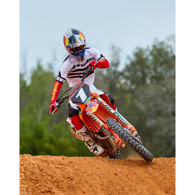 Alpinestars Techstar motocross dres ograničenog izdanja, tamnocrno-bijelo-fluo crveno-narančasta