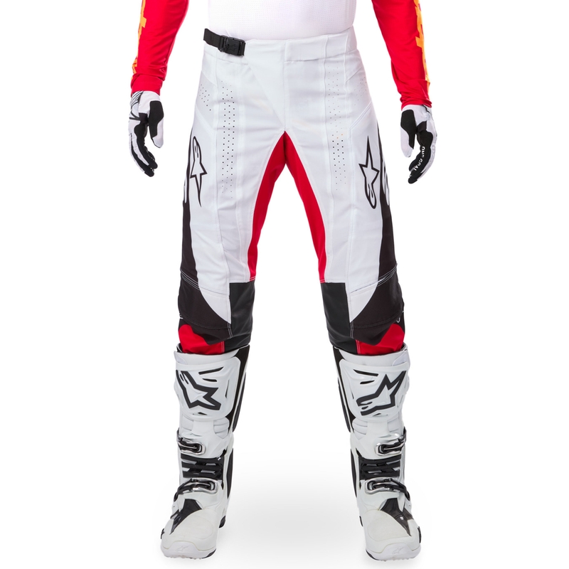 Alpinestars Techstar motocross hlače limitirano izdanje Tamno crno-bijelo-fluo crveno-narančaste