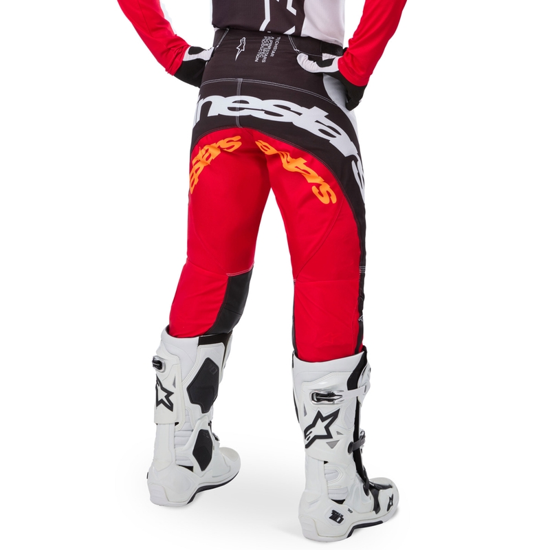Alpinestars Techstar motocross hlače limitirano izdanje Tamno crno-bijelo-fluo crveno-narančaste