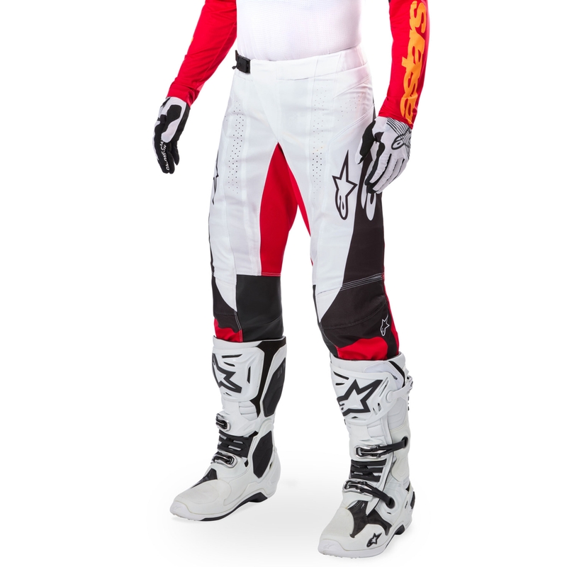 Alpinestars Techstar motocross hlače limitirano izdanje Tamno crno-bijelo-fluo crveno-narančaste