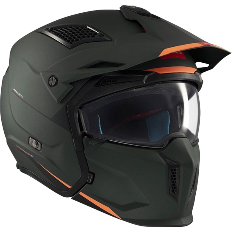 Otvorena kaciga s maskom MT Streetfighter SV S Solid A6 mat zelena