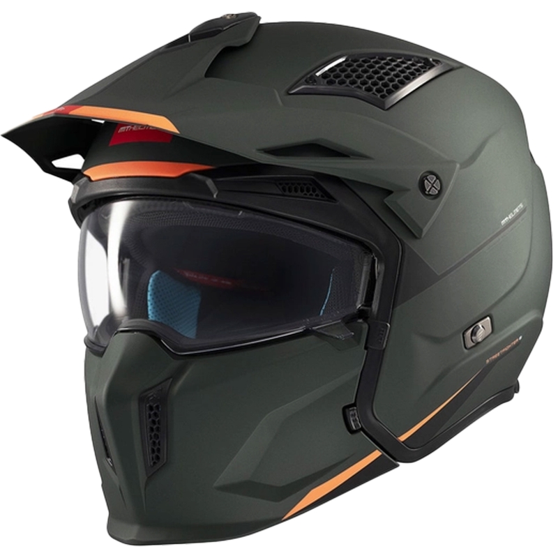 Otvorena kaciga s maskom MT Streetfighter SV S Solid A6 mat zelena