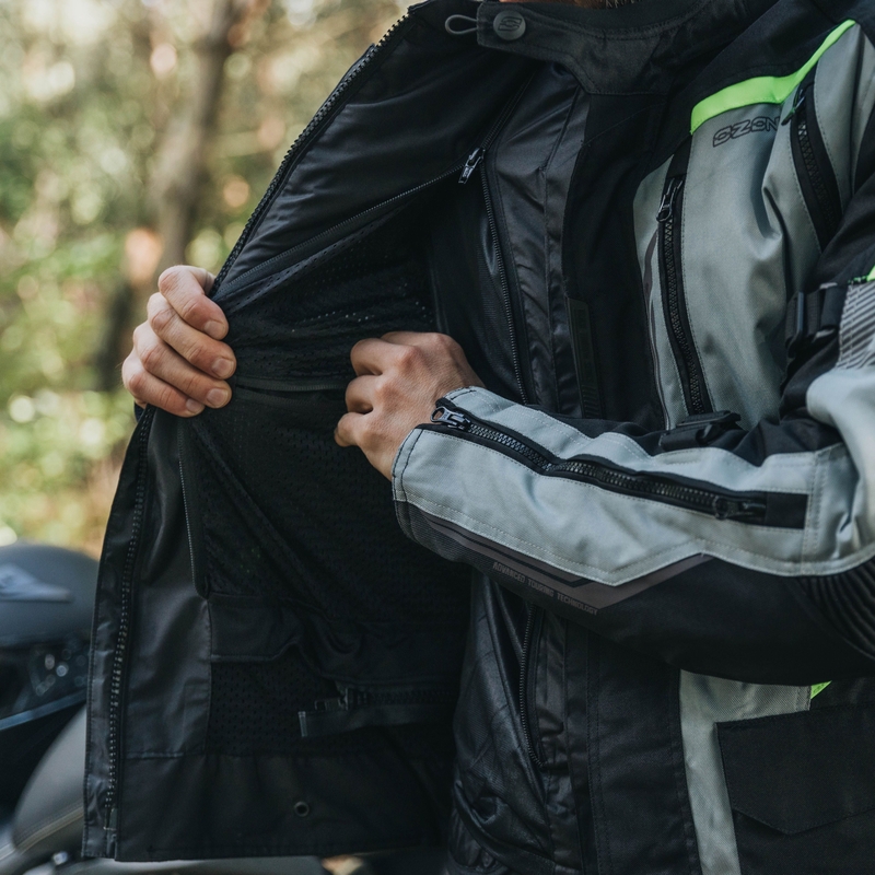 Motociklistička jakna Ozone Tour III crno-sivo-fluo žuta