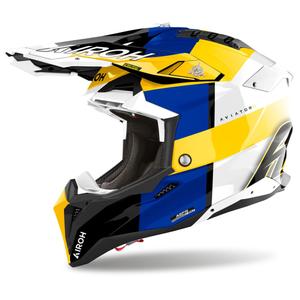 Airoh Aviator 3 Monarch motocross kaciga plavo-žuta sjajna