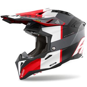 Motokros kaciga Airoh Aviator 3 Monarch sivo-crvena mat