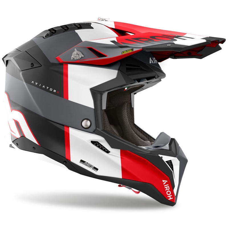 Motokros kaciga Airoh Aviator 3 Monarch sivo-crvena mat
