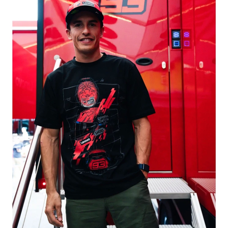 Ducati Marc Marquez majica kratkih rukava - kaciga MotoGP crno-crvena