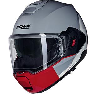 Preklopna motociklistička kaciga Nolan N120-1 Grafo N-COM 349 sivo-bijelo-crvena