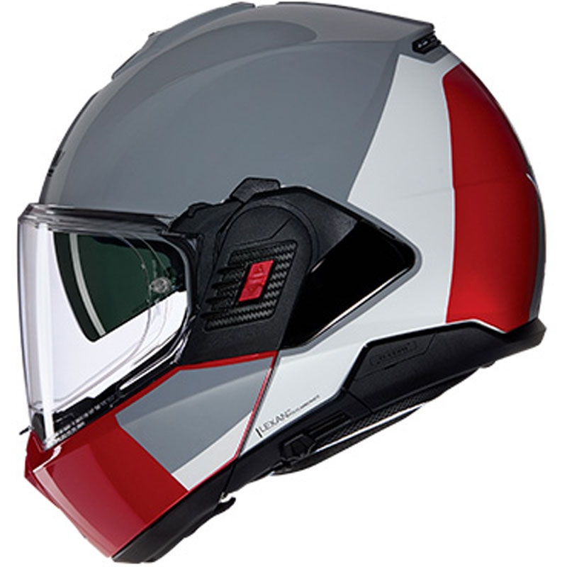 Preklopna motociklistička kaciga Nolan N120-1 Grafo N-COM 349 sivo-bijelo-crvena