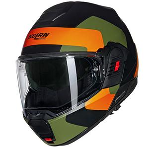 Preklopna motociklistička kaciga Nolan N120-1 Omocromo N-COM 345 crno-narančasto-zelena