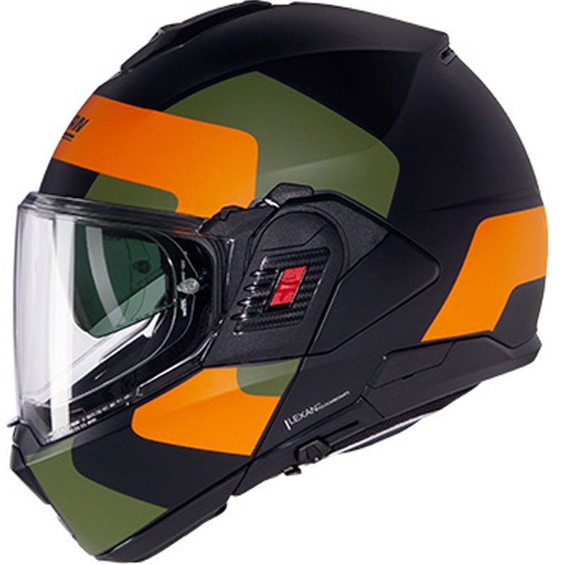 Preklopna motociklistička kaciga Nolan N120-1 Omocromo N-COM 345 crno-narančasto-zelena