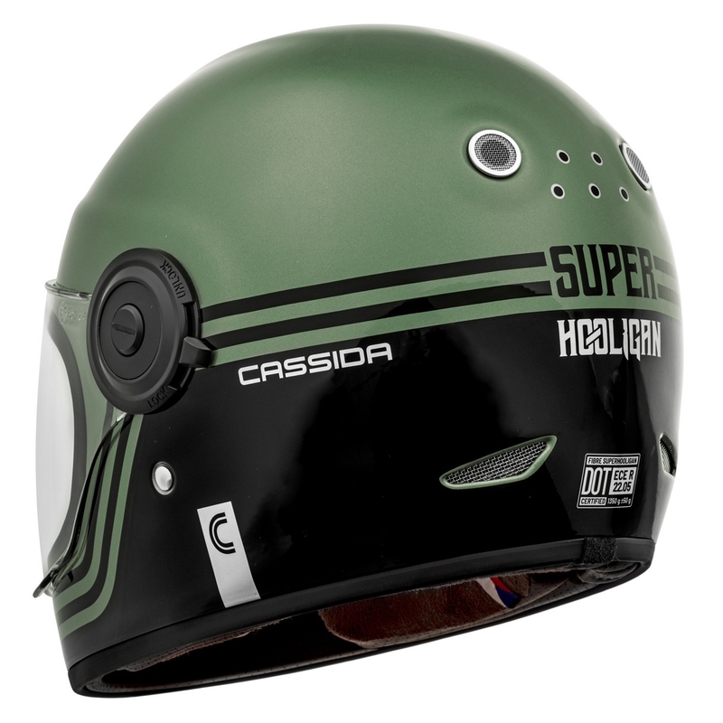 Cassida Fibre Super Hooligan kaciga za motocikle s punim licem, crno-zelena, sniženje - II. kvaliteta