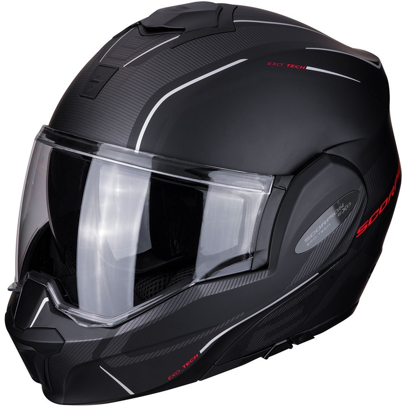 Kaciga na preklop Scorpion EXO-TECH Time-Off crno-crvena