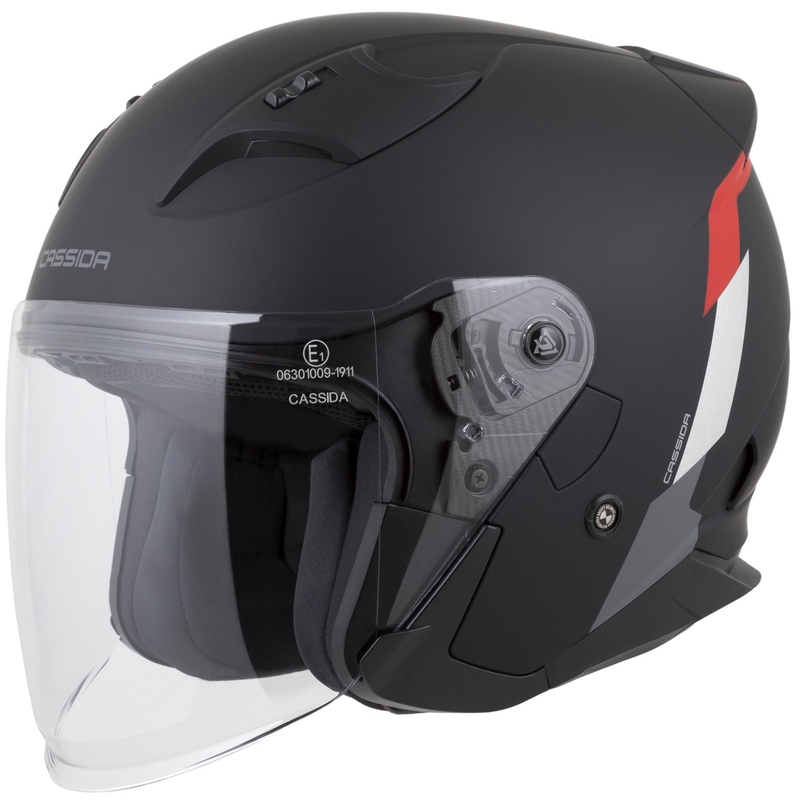 Cassida Reflex 2.0 zaštitna kaciga za motocikl otvorenog tipa, mat crno-crveno-sivo-reflektirajuća srebrna